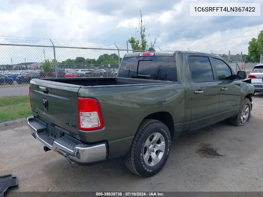 2020 Ram 1500 Big Horn 4X4 5'7 Box VIN: 1C6SRFFT4LN367422 Lot: 39835736