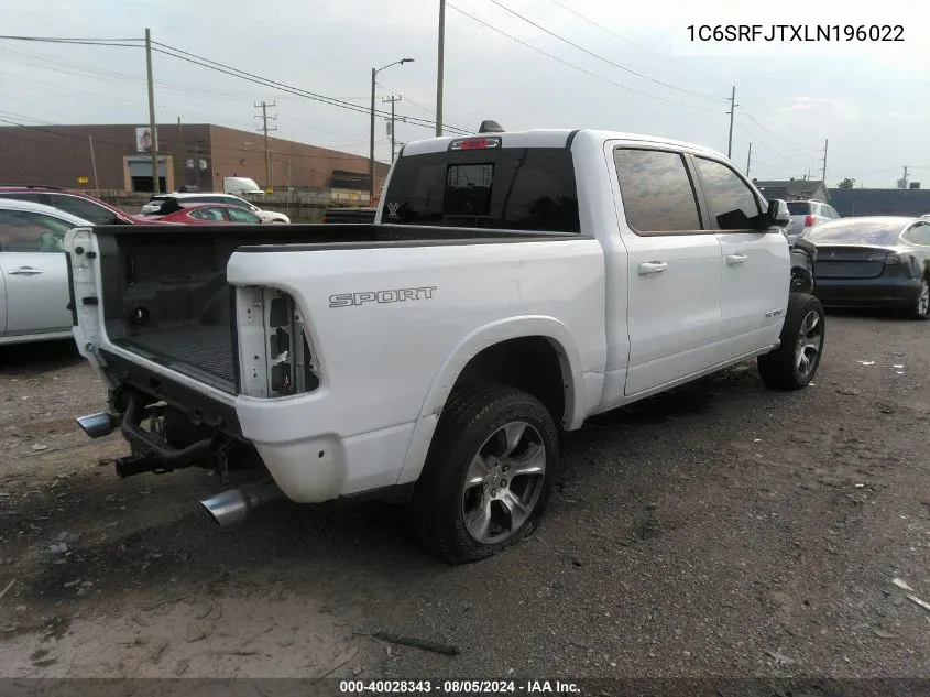 2020 Ram 1500 Laramie 4X4 5'7 Box VIN: 1C6SRFJTXLN196022 Lot: 40028343