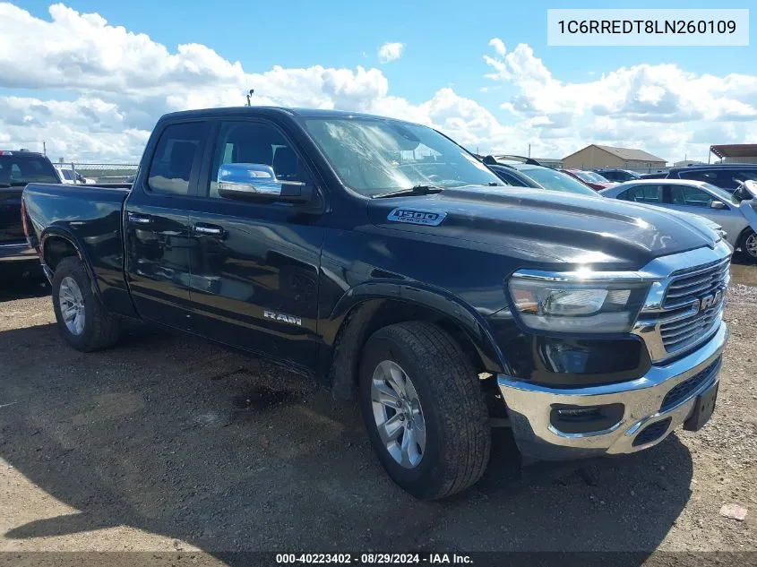 2020 Ram 1500 Laramie Quad Cab 4X2 6'4 Box VIN: 1C6RREDT8LN260109 Lot: 40223402