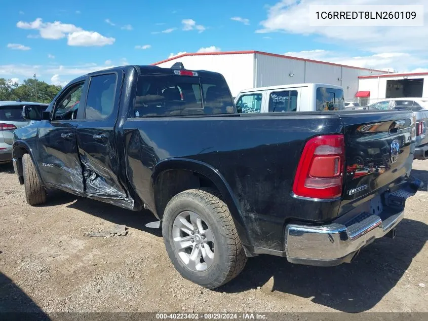 2020 Ram 1500 Laramie Quad Cab 4X2 6'4 Box VIN: 1C6RREDT8LN260109 Lot: 40223402