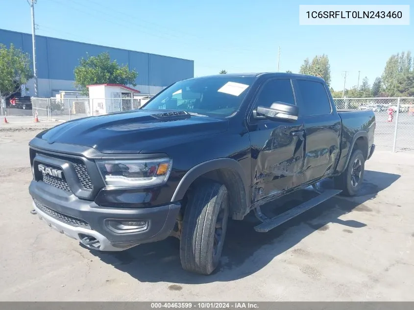 2020 Ram 1500 Rebel 4X4 5'7 Box VIN: 1C6SRFLT0LN243460 Lot: 40463599