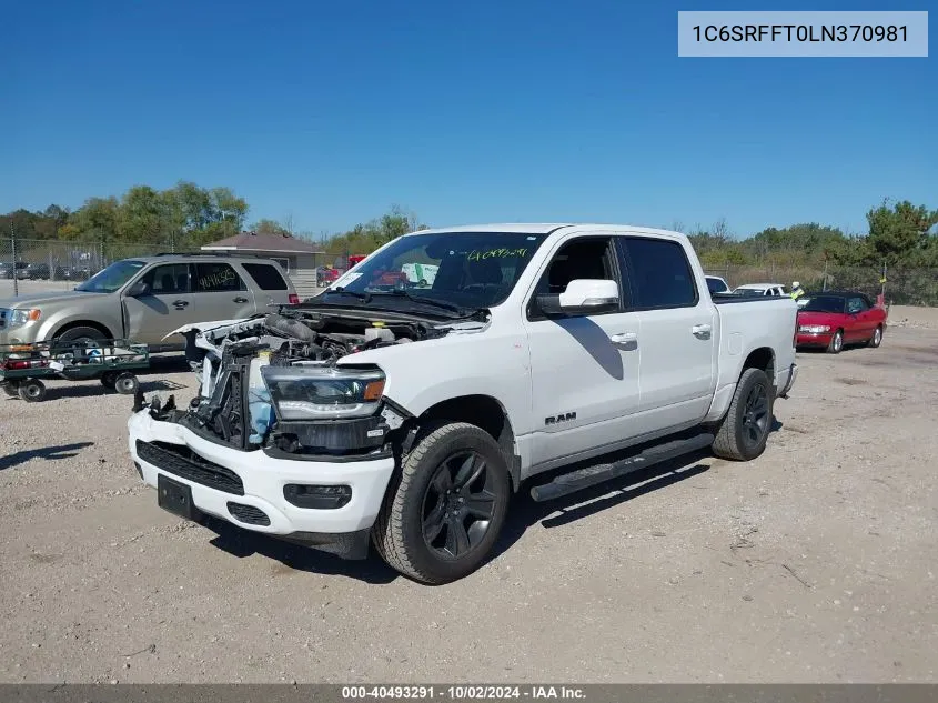 2020 Ram 1500 Big Horn 4X4 5'7 Box VIN: 1C6SRFFT0LN370981 Lot: 40493291