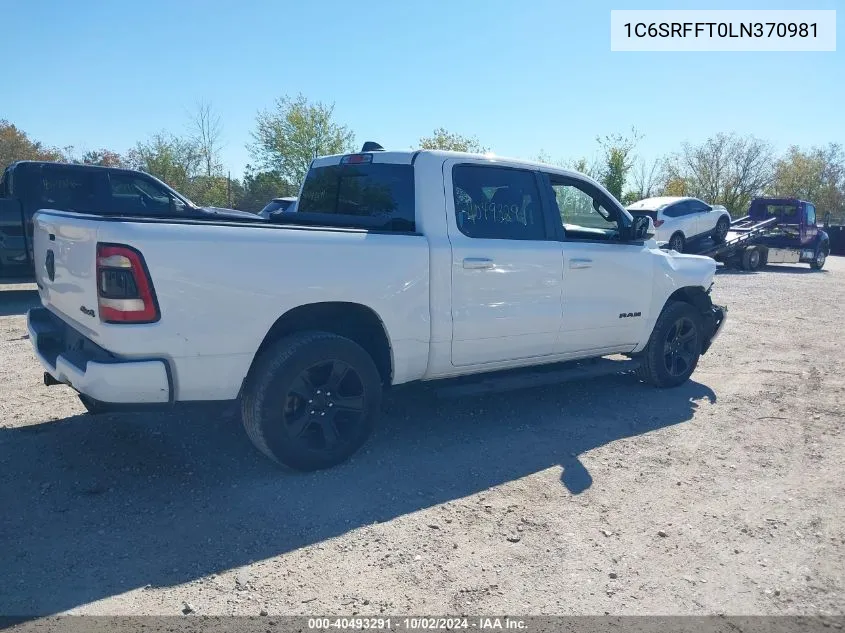 2020 Ram 1500 Big Horn 4X4 5'7 Box VIN: 1C6SRFFT0LN370981 Lot: 40493291