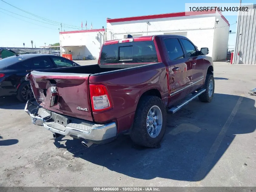 2020 Ram 1500 Big Horn 4X4 5'7 Box VIN: 1C6SRFFT6LN403482 Lot: 40496608