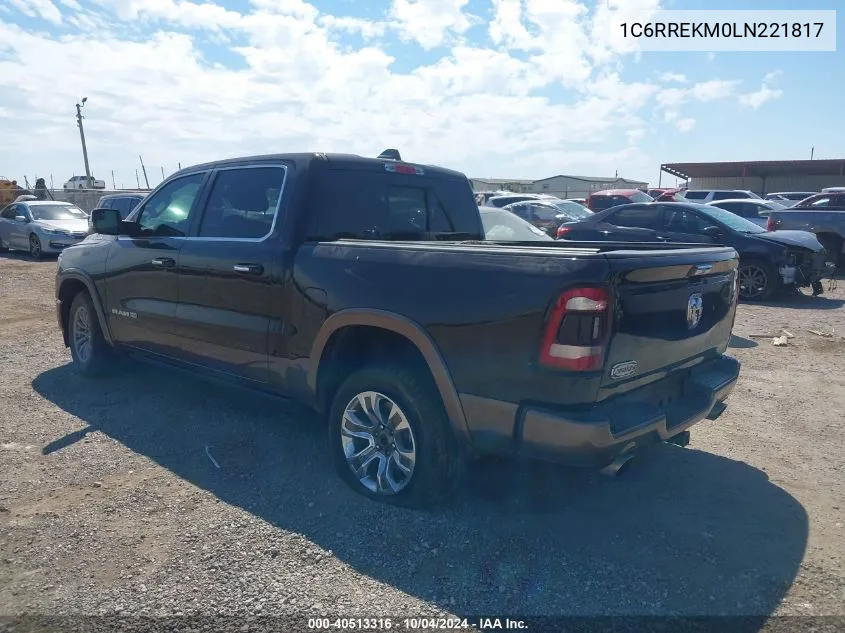 2020 Ram 1500 Laramie Longhorn 4X2 5'7 Box VIN: 1C6RREKM0LN221817 Lot: 40513316