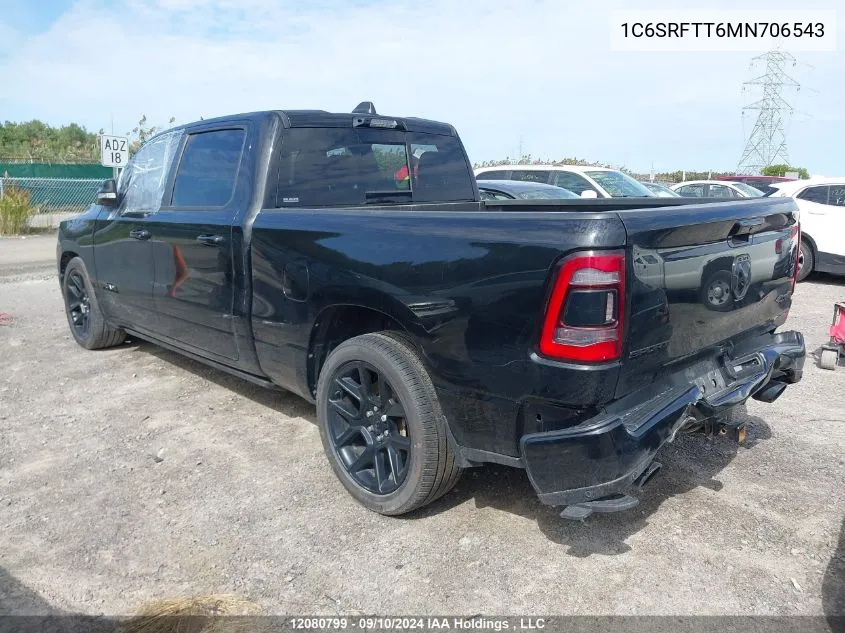 2021 Ram 1500 Sport VIN: 1C6SRFTT6MN706543 Lot: 12080799