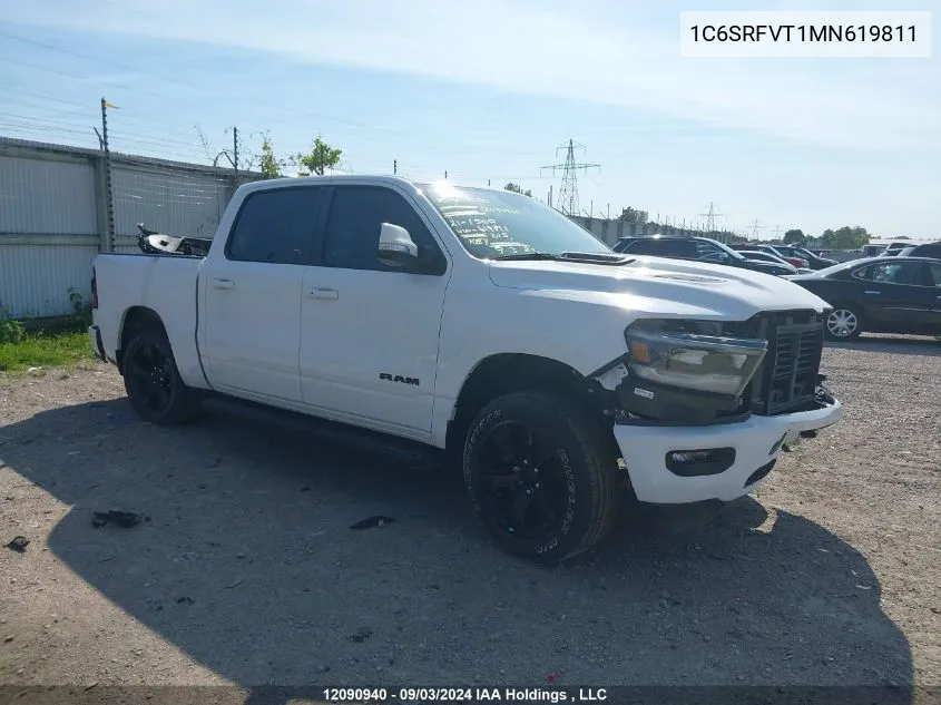 2021 Ram 1500 Sport VIN: 1C6SRFVT1MN619811 Lot: 12090940