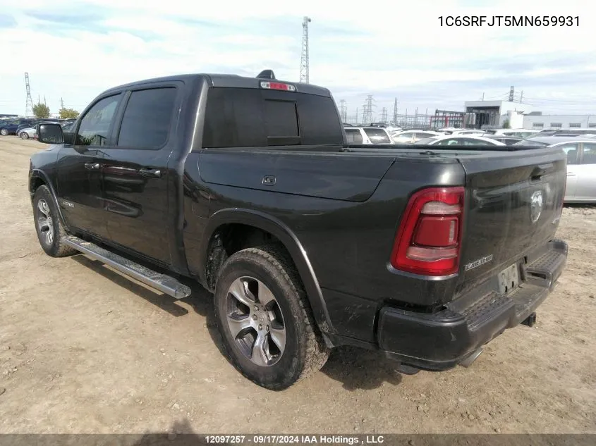 2021 Ram 1500 Laramie VIN: 1C6SRFJT5MN659931 Lot: 12097257