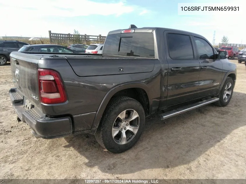 2021 Ram 1500 Laramie VIN: 1C6SRFJT5MN659931 Lot: 12097257