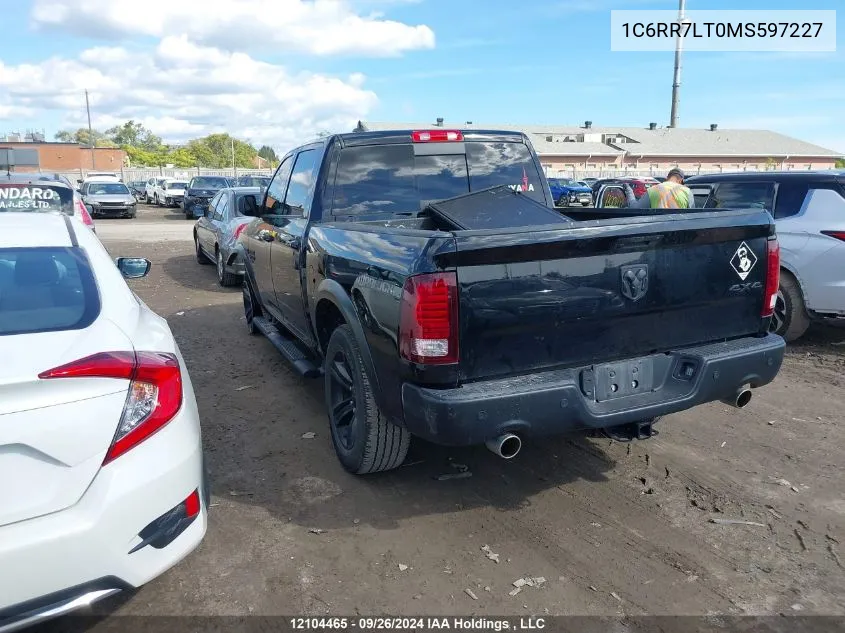 2021 Ram 1500 Classic Warlock VIN: 1C6RR7LT0MS597227 Lot: 12104465