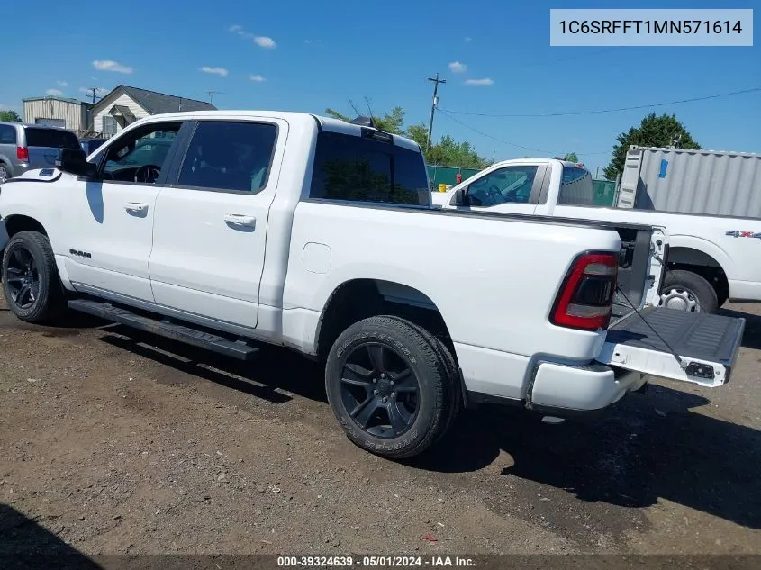 2021 Ram 1500 Big Horn 4X4 5'7 Box VIN: 1C6SRFFT1MN571614 Lot: 39324639