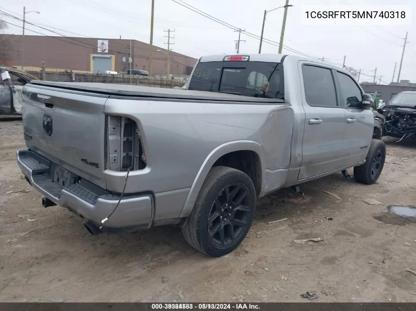 2021 Ram 1500 Laramie 4X4 6'4 Box VIN: 1C6SRFRT5MN740318 Lot: 39384583