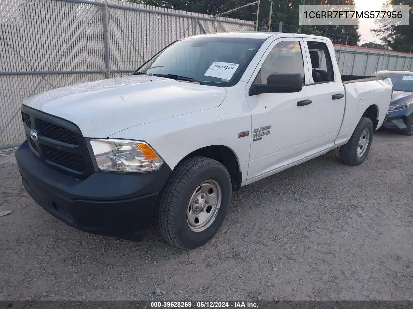 2021 Ram 1500 Classic Tradesman Quad Cab 4X4 6'4 Box VIN: 1C6RR7FT7MS577956 Lot: 39628269