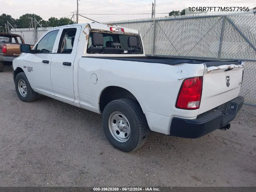 2021 Ram 1500 Classic Tradesman Quad Cab 4X4 6'4 Box VIN: 1C6RR7FT7MS577956 Lot: 39628269