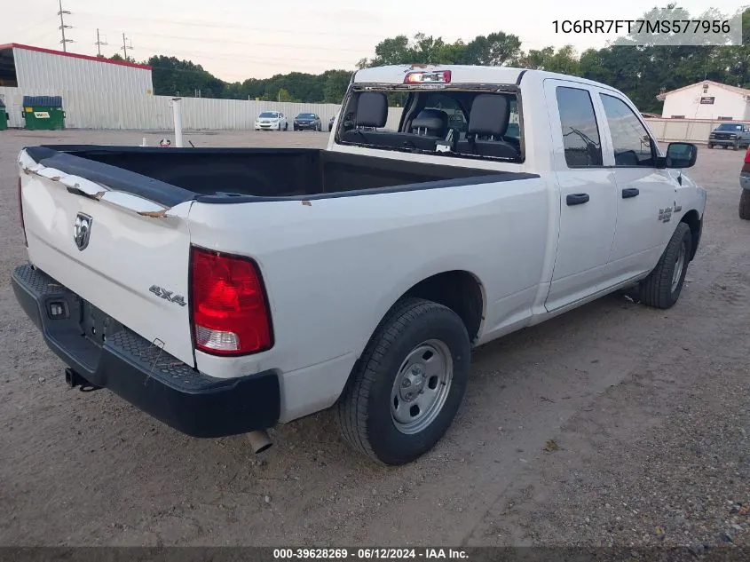 2021 Ram 1500 Classic Tradesman Quad Cab 4X4 6'4 Box VIN: 1C6RR7FT7MS577956 Lot: 39628269