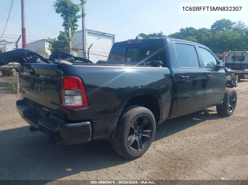 2021 Ram 1500 Big Horn 4X4 5'7 Box VIN: 1C6SRFFT5MN832307 Lot: 39680478