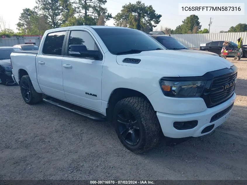 2021 Ram 1500 Big Horn 4X4 5'7 Box VIN: 1C6SRFFT7MN587316 Lot: 39716570