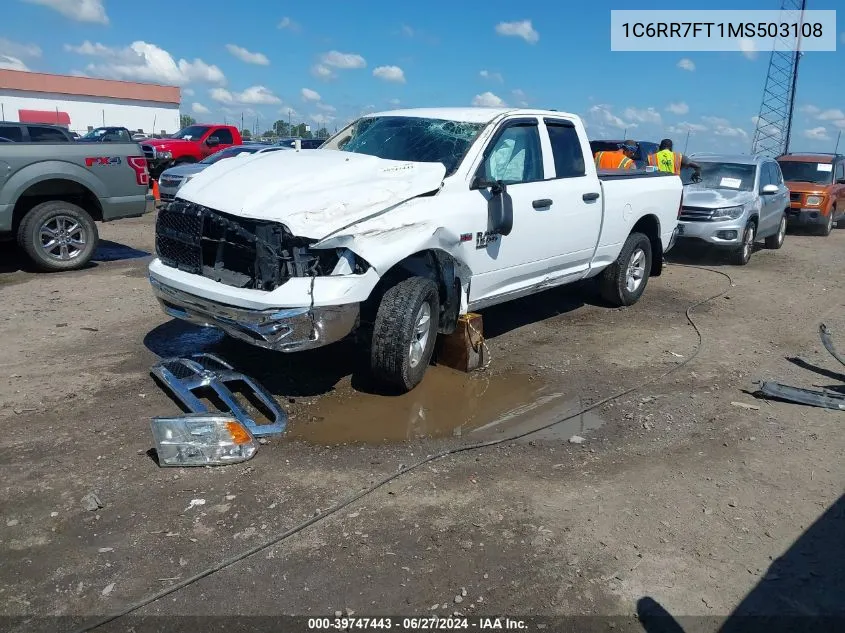 2021 Ram 1500 Classic Tradesman Quad Cab 4X4 6'4 Box VIN: 1C6RR7FT1MS503108 Lot: 39747443