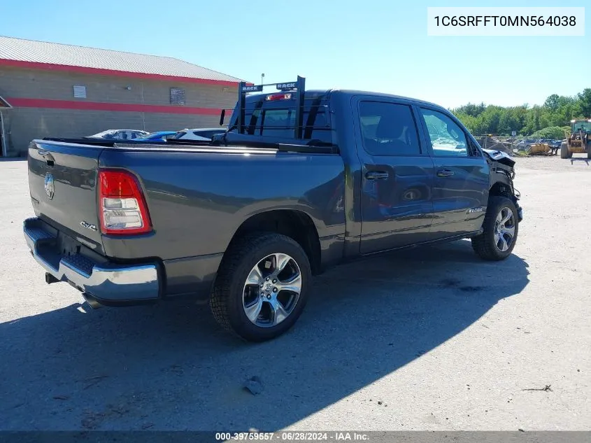 2021 Ram 1500 Big Horn 4X4 5'7 Box VIN: 1C6SRFFT0MN564038 Lot: 39759557