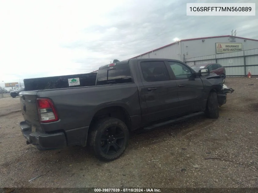 2021 Ram 1500 Lone Star 4X4 5'7 Box VIN: 1C6SRFFT7MN560889 Lot: 39877039