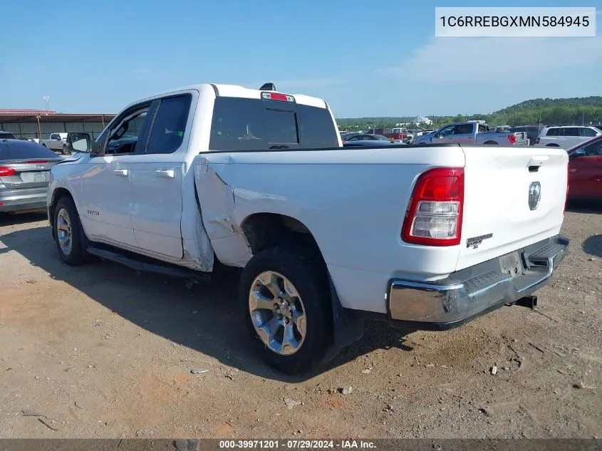 2021 Ram 1500 Big Horn Quad Cab 4X2 6'4 Box VIN: 1C6RREBGXMN584945 Lot: 39971201