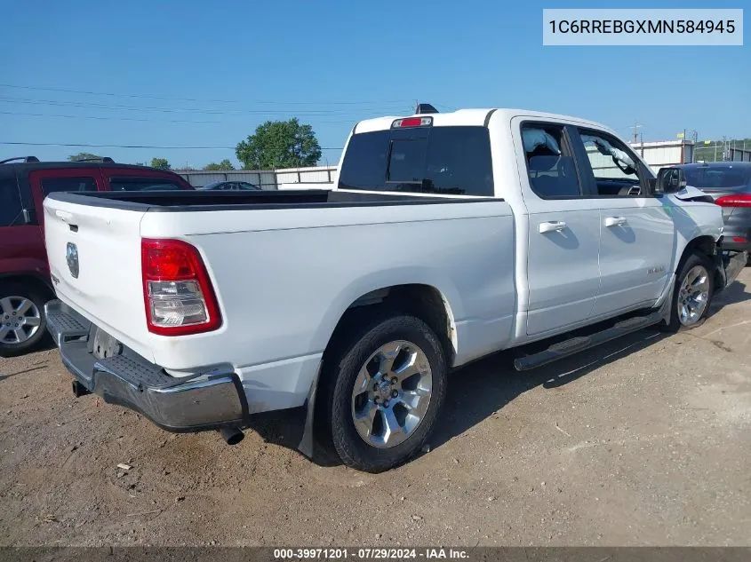 2021 Ram 1500 Big Horn Quad Cab 4X2 6'4 Box VIN: 1C6RREBGXMN584945 Lot: 39971201