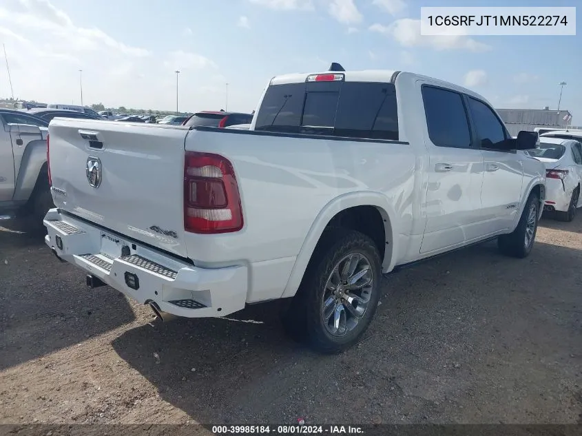 2021 Ram 1500 Laramie 4X4 5'7 Box VIN: 1C6SRFJT1MN522274 Lot: 39985184