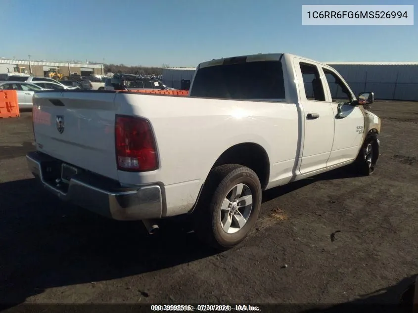 2021 Ram 1500 Classic Tradesman 4X2 6'4 Box VIN: 1C6RR6FG6MS526994 Lot: 39998516