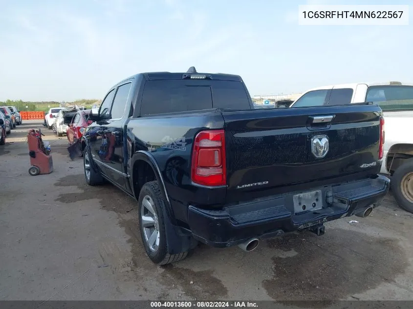 2021 Ram 1500 Limited 4X4 5'7 Box VIN: 1C6SRFHT4MN622567 Lot: 40013600