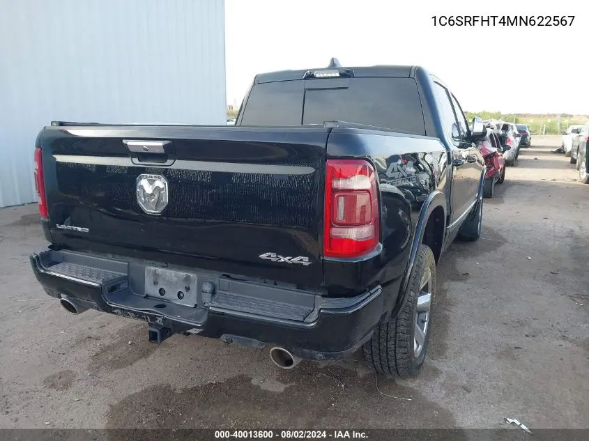 2021 Ram 1500 Limited 4X4 5'7 Box VIN: 1C6SRFHT4MN622567 Lot: 40013600