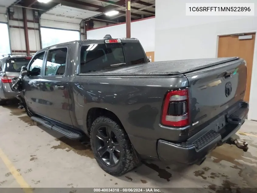 2021 Ram 1500 Big Horn 4X4 5'7 Box VIN: 1C6SRFFT1MN522896 Lot: 40034318