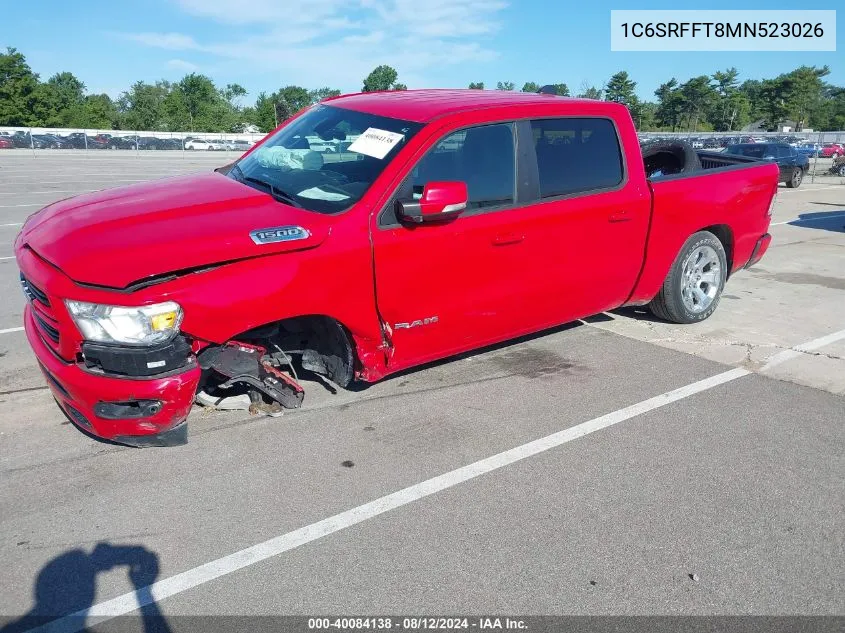 2021 Ram 1500 Big Horn/Lone Star VIN: 1C6SRFFT8MN523026 Lot: 40084138