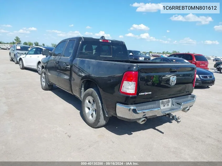 2021 Ram 1500 Lone Star Quad Cab 4X2 6'4 Box VIN: 1C6RREBT0MN801612 Lot: 40130200