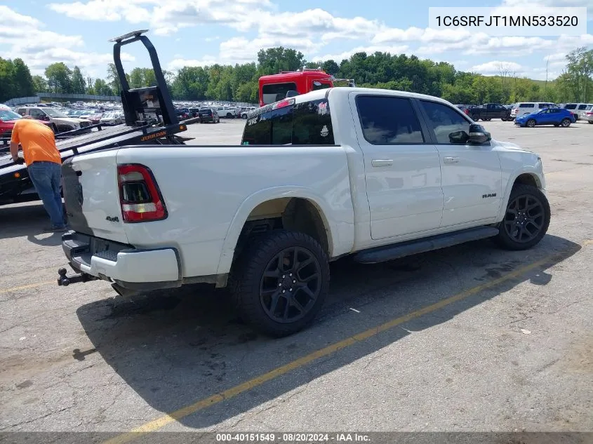 2021 Ram 1500 Laramie 4X4 5'7 Box VIN: 1C6SRFJT1MN533520 Lot: 40151549