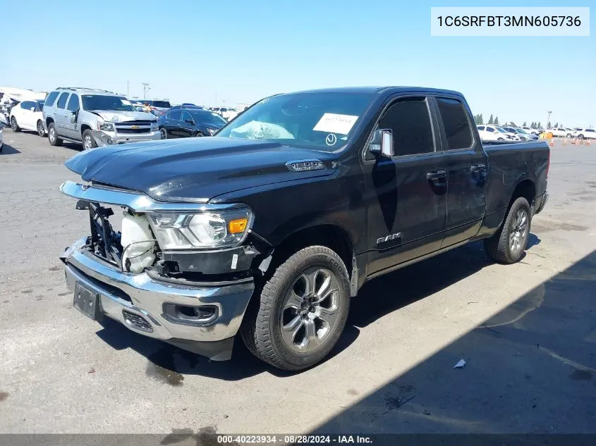 2021 Ram 1500 Big Horn Quad Cab 4X4 6'4 Box VIN: 1C6SRFBT3MN605736 Lot: 40223934