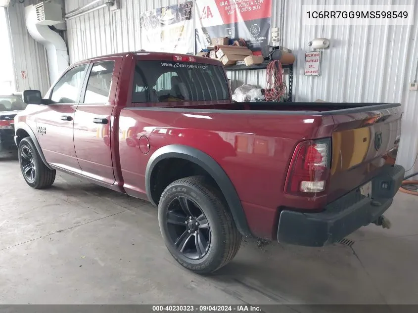 2021 Ram 1500 Classic Warlock Quad Cab 4X4 6'4 Box VIN: 1C6RR7GG9MS598549 Lot: 40230323