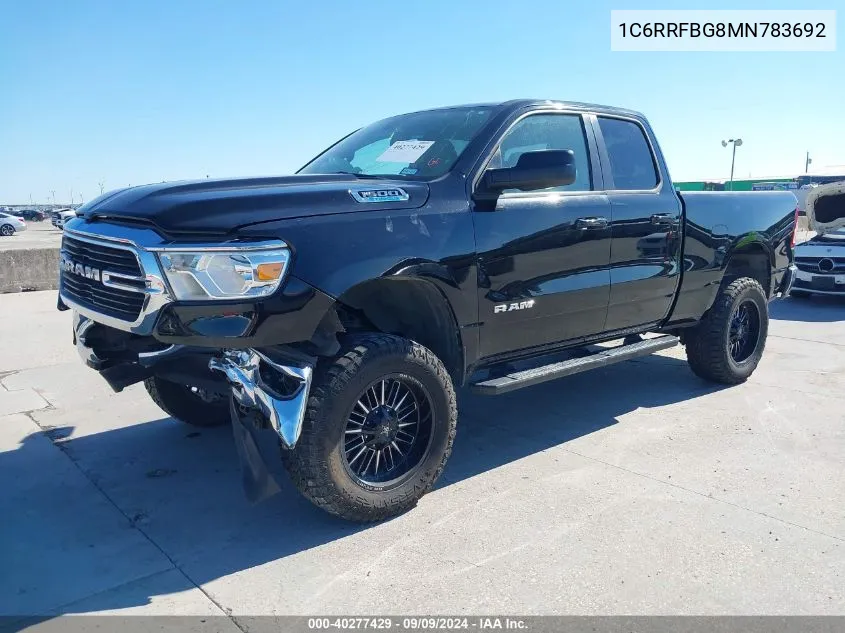 2021 Ram 1500 Big Horn Quad Cab 4X4 6'4 Box VIN: 1C6RRFBG8MN783692 Lot: 40277429