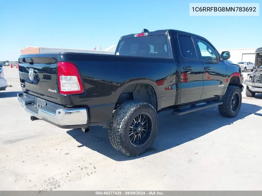 2021 Ram 1500 Big Horn Quad Cab 4X4 6'4 Box VIN: 1C6RRFBG8MN783692 Lot: 40277429