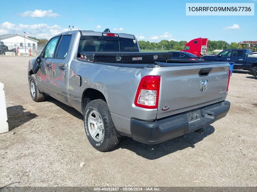 2021 Ram 1500 Tradesman Quad Cab 4X4 6'4 Box VIN: 1C6RRFCG9MN567736 Lot: 40292657