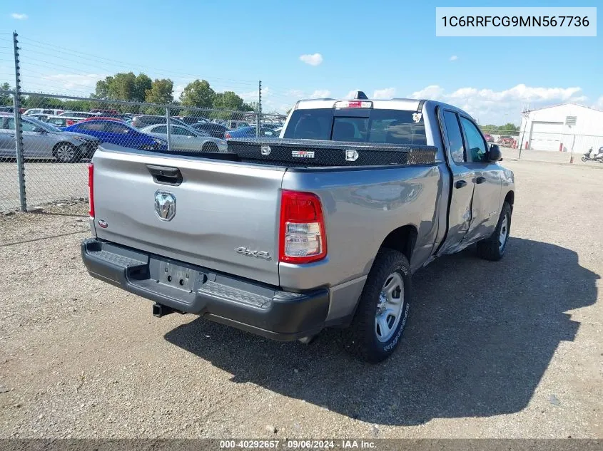 2021 Ram 1500 Tradesman Quad Cab 4X4 6'4 Box VIN: 1C6RRFCG9MN567736 Lot: 40292657