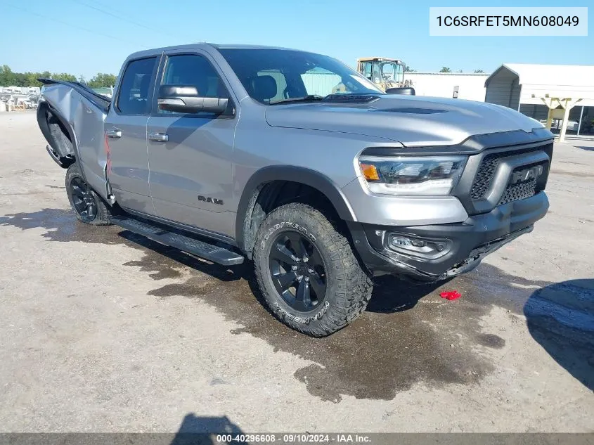 2021 Ram 1500 Rebel Quad Cab 4X4 6'4 Box VIN: 1C6SRFET5MN608049 Lot: 40296608