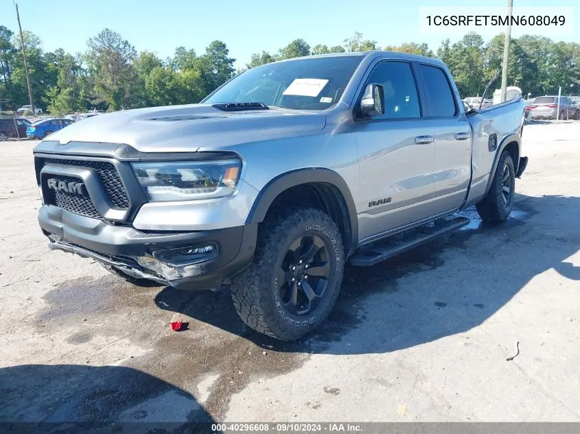 2021 Ram 1500 Rebel Quad Cab 4X4 6'4 Box VIN: 1C6SRFET5MN608049 Lot: 40296608