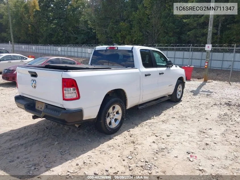 2021 Ram 1500 Tradesman Quad Cab 4X2 6'4 Box VIN: 1C6SRECG2MN711347 Lot: 40296996