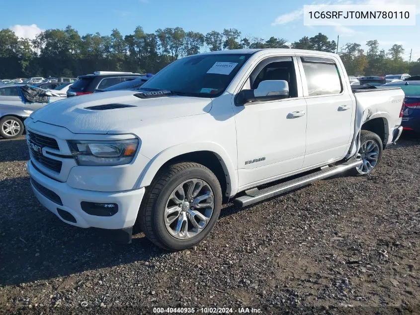 2021 Ram 1500 Laramie 4X4 5'7 Box VIN: 1C6SRFJT0MN780110 Lot: 40440935