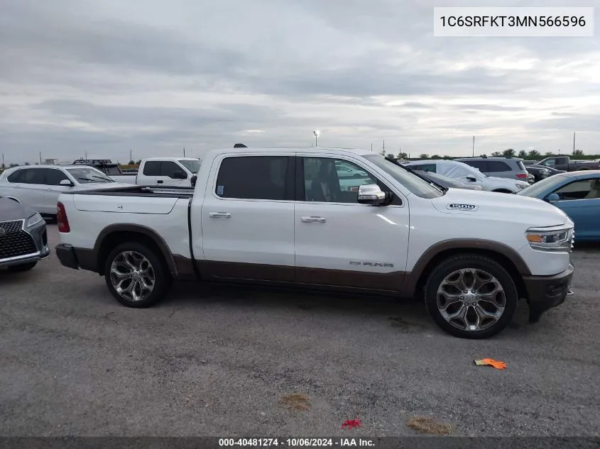 2021 Ram 1500 Longhorn VIN: 1C6SRFKT3MN566596 Lot: 40481274