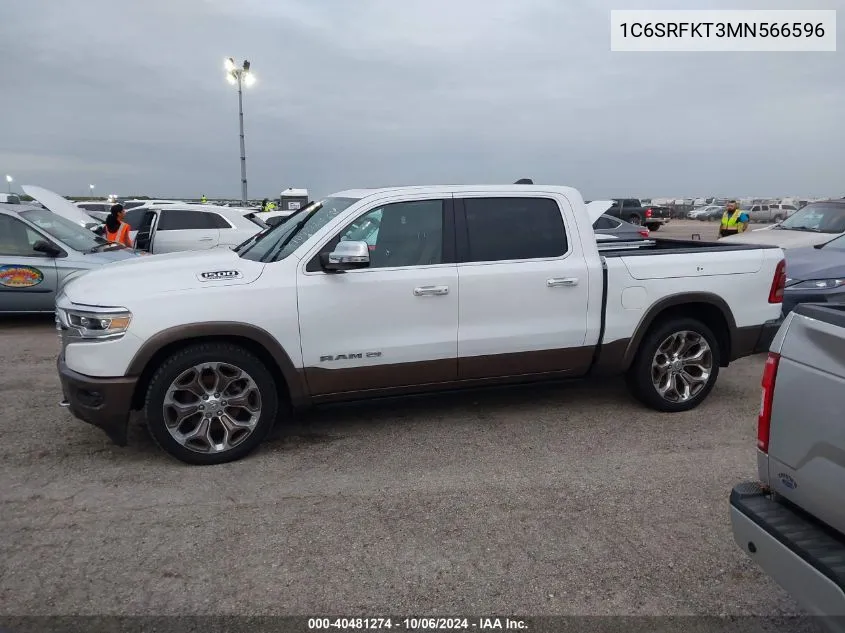 2021 Ram 1500 Longhorn VIN: 1C6SRFKT3MN566596 Lot: 40481274