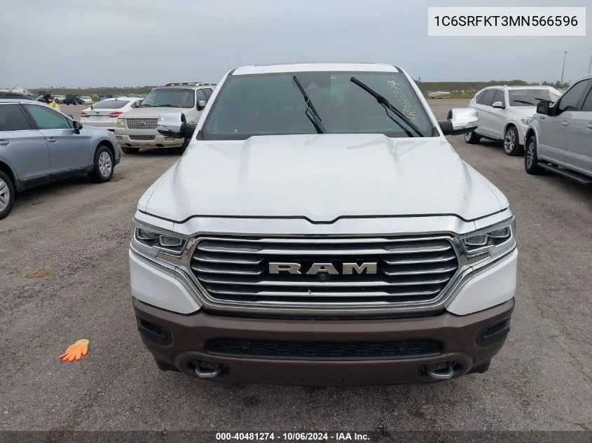 2021 Ram 1500 Longhorn VIN: 1C6SRFKT3MN566596 Lot: 40481274