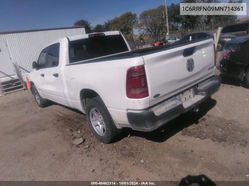 2021 Ram 1500 Tradesman 4X4 6'4 Box VIN: 1C6RRFNG9MN714361 Lot: 40482314