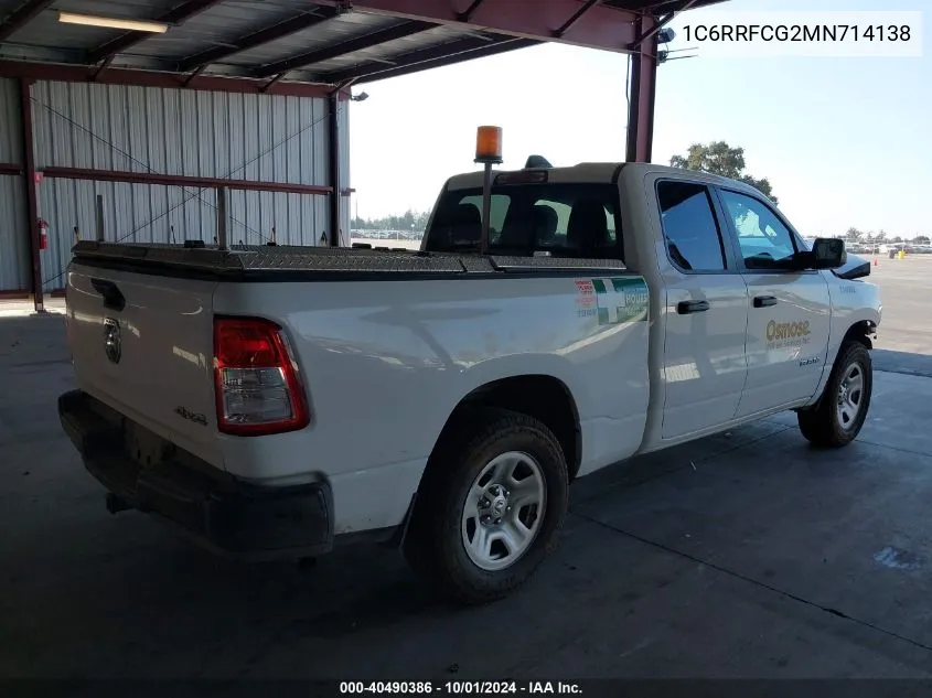 2021 Ram 1500 Tradesman 4X4 6'4 Box VIN: 1C6RRFCG2MN714138 Lot: 40490386