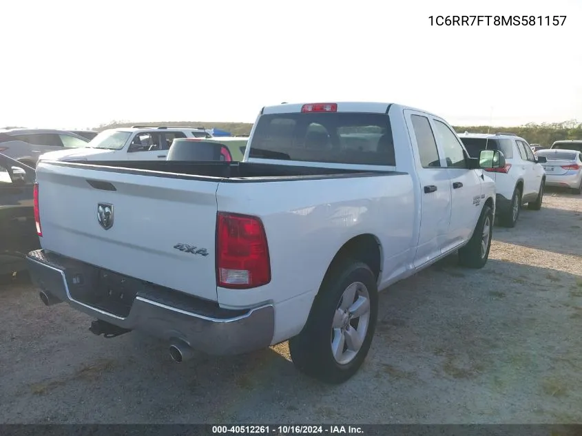 2021 Ram 1500 Classic Tradesman 4X4 6'4 Box VIN: 1C6RR7FT8MS581157 Lot: 40512261